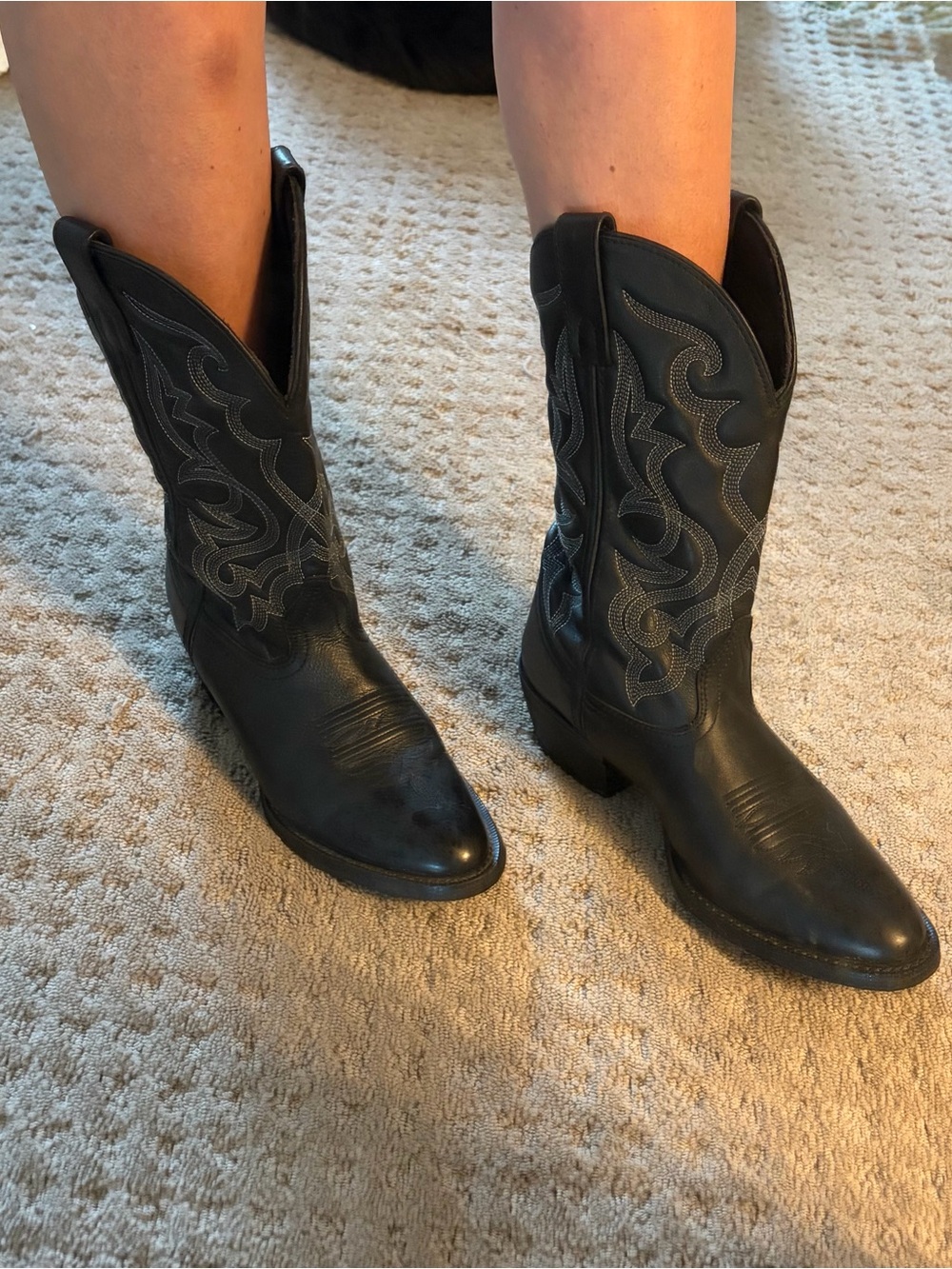 Laredo Black Western Embroidered Leather Cowboy Boots
